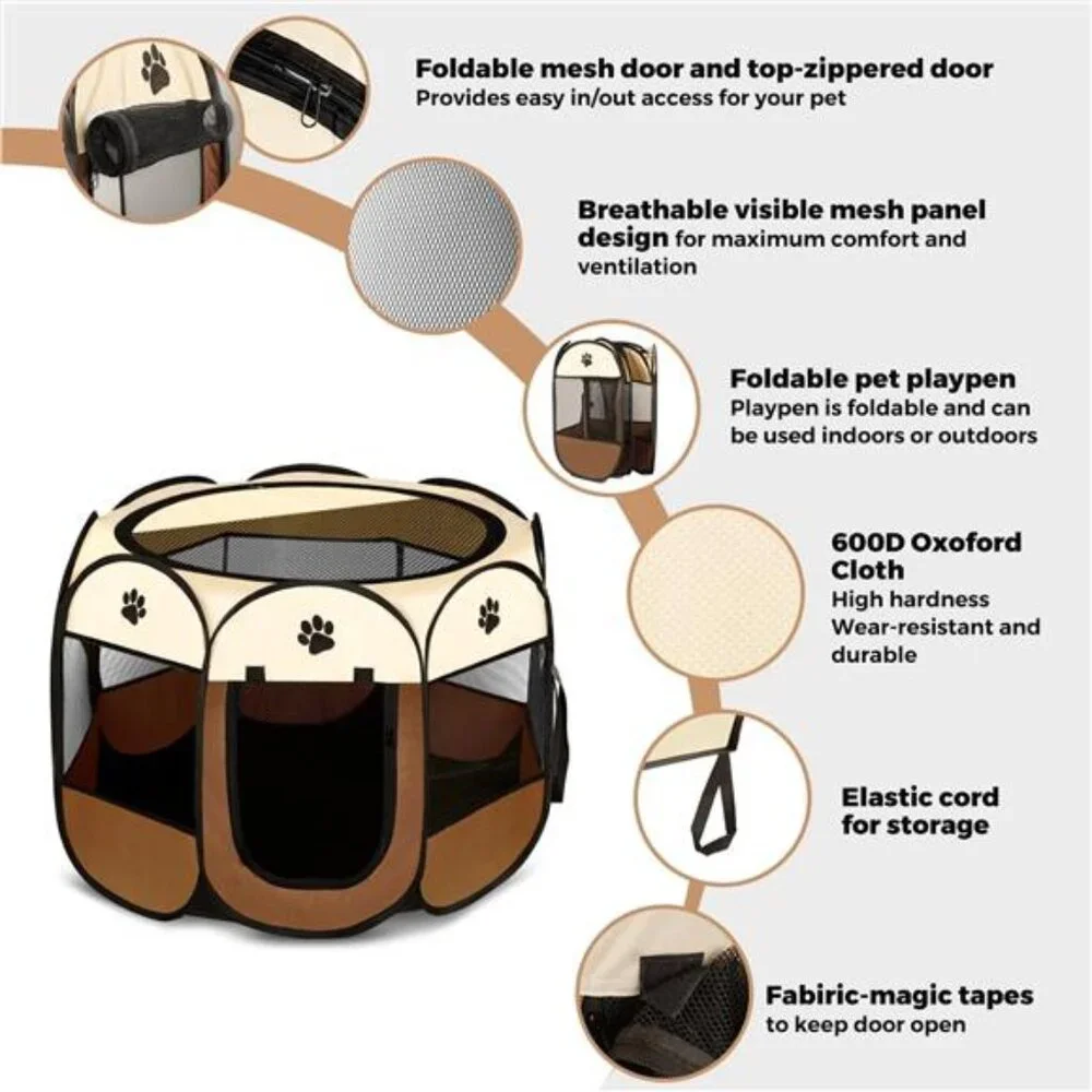 Pop Up Tent Pet Playpen Dog Cat Puppies Portable Foldable Durable Paw Kennel